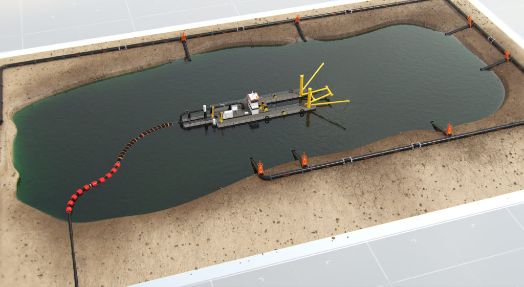 Обвязка земснаряда плавучими пульпопроводами