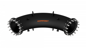 Long-radius rubber-lined steel bend