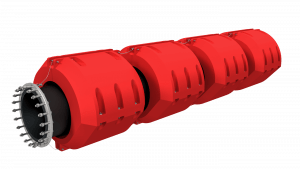 Rubber-lined steel pipe with universal plastic float