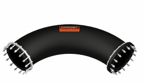 Long-radius rubber bend